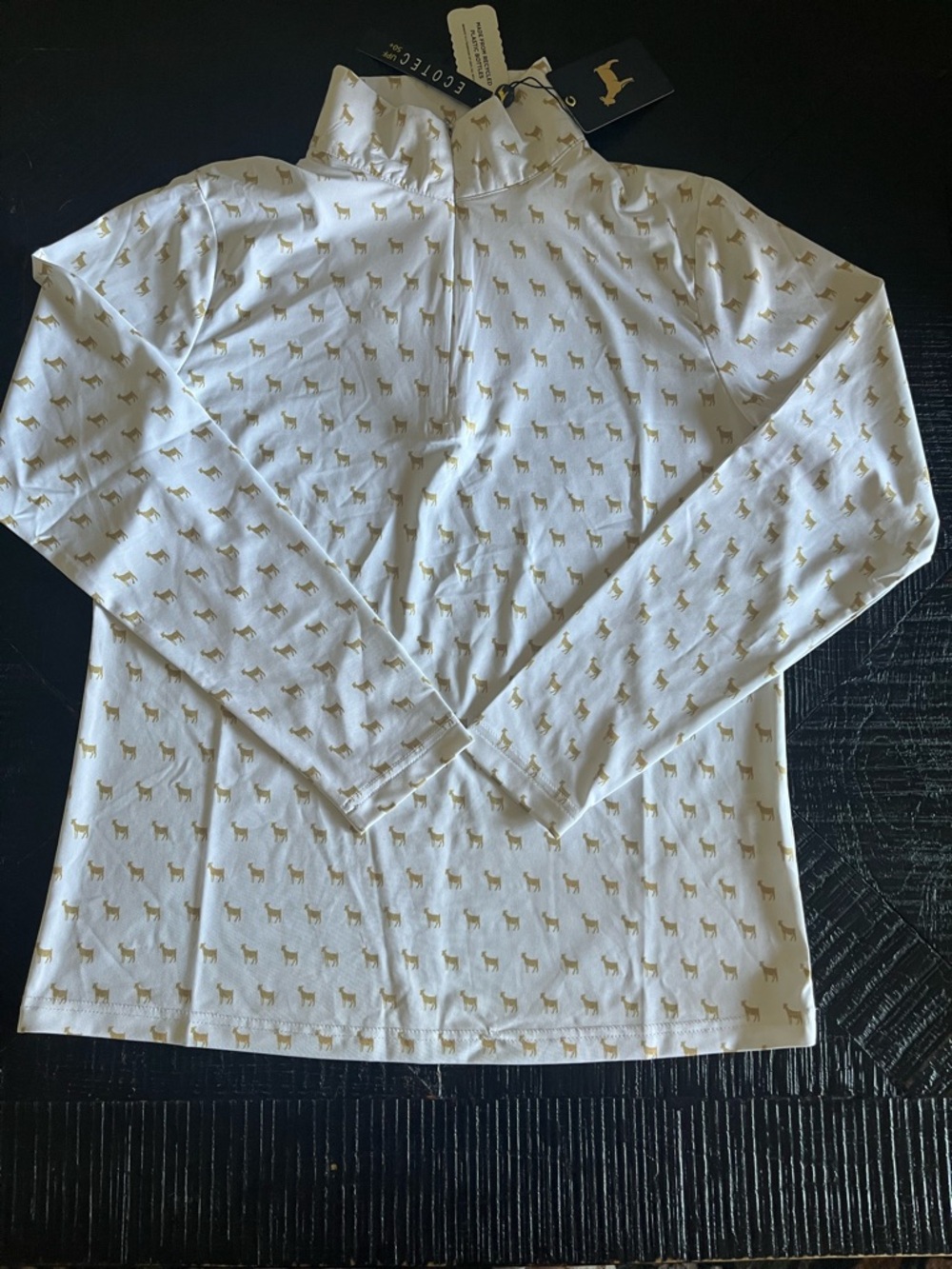Ecotec Women’s Repreve Quarter Sleeve Pullover w/Gold Goat Print NWT Size M
